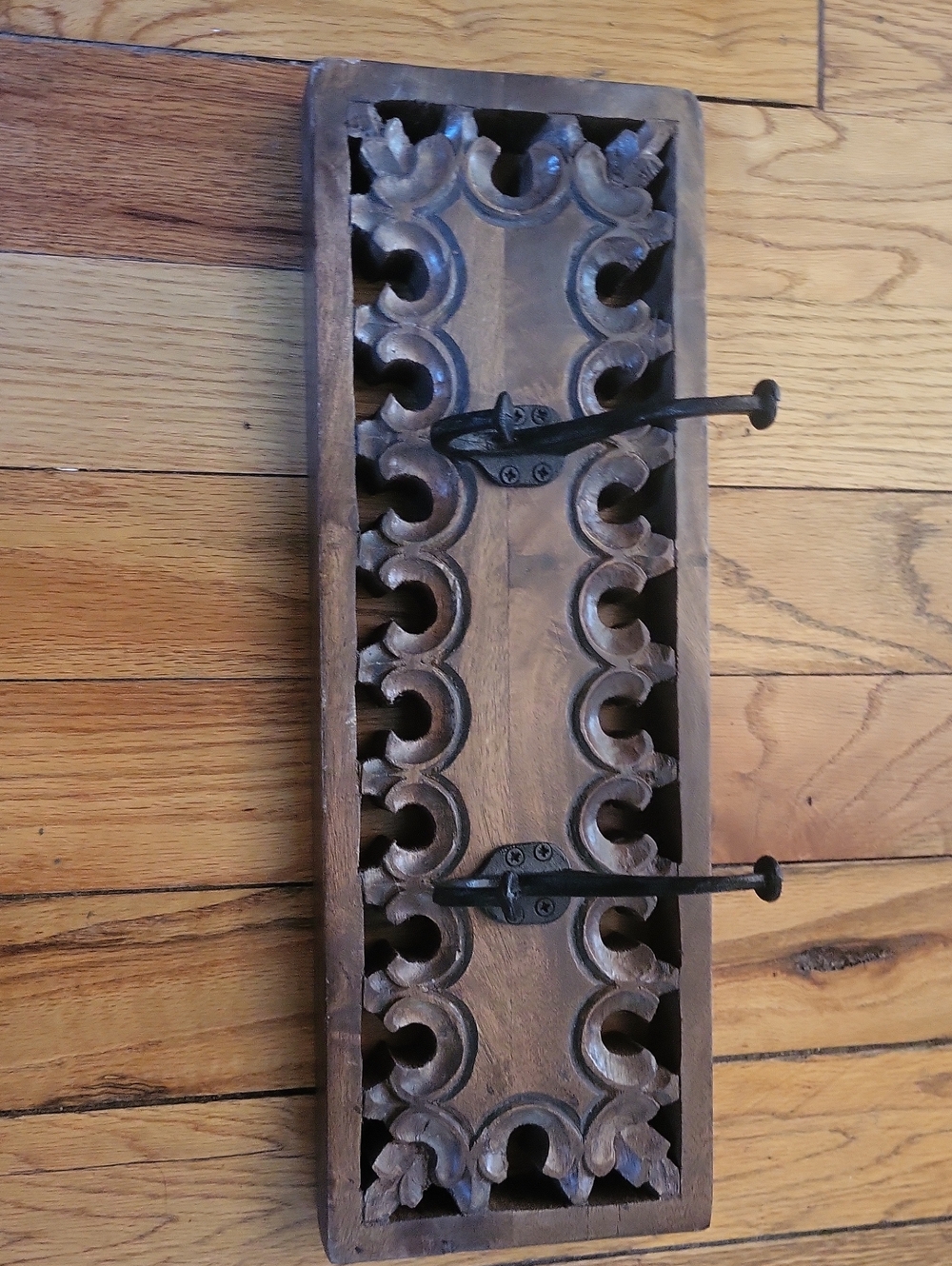 Handcrafted Brown Wooden Wall Decor Hook Rack